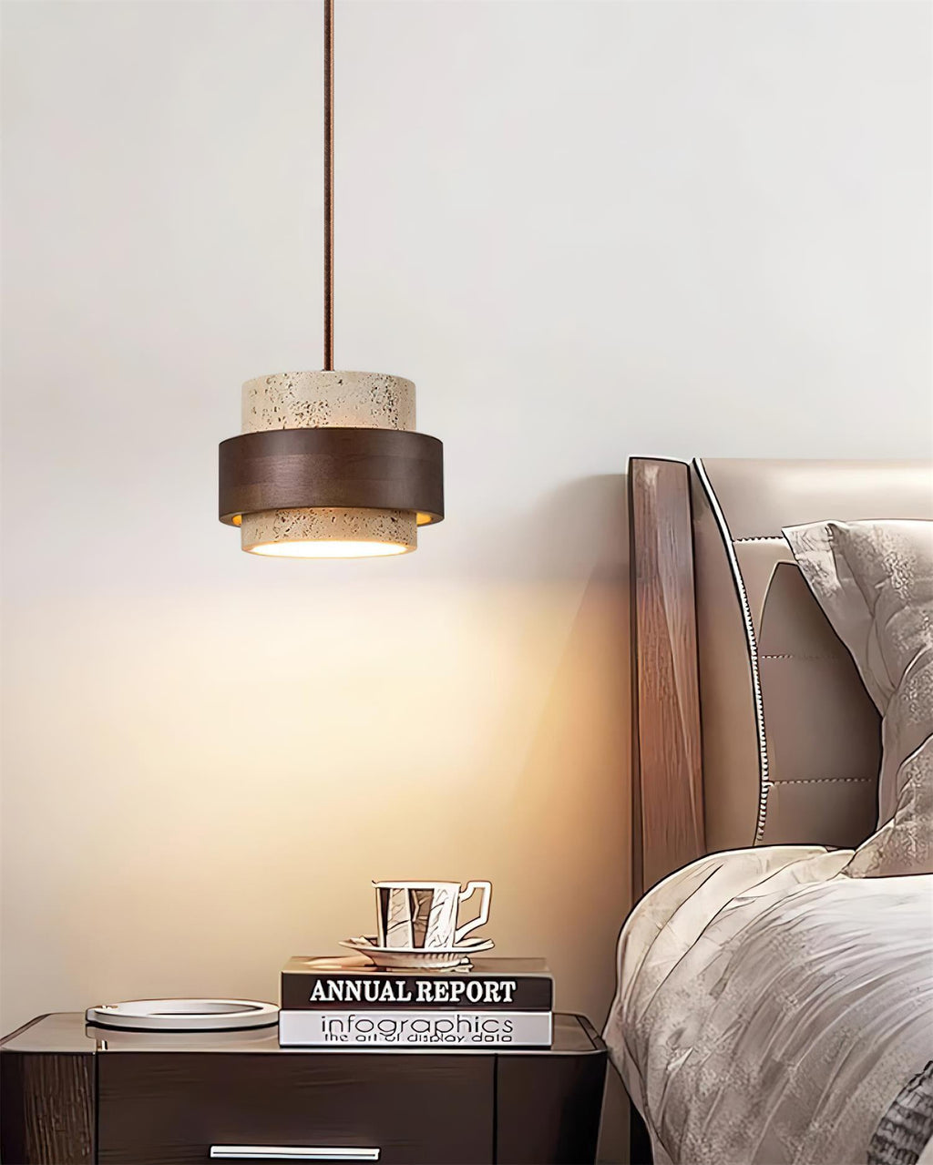 Lampa wisząca Cellone z trawertynu