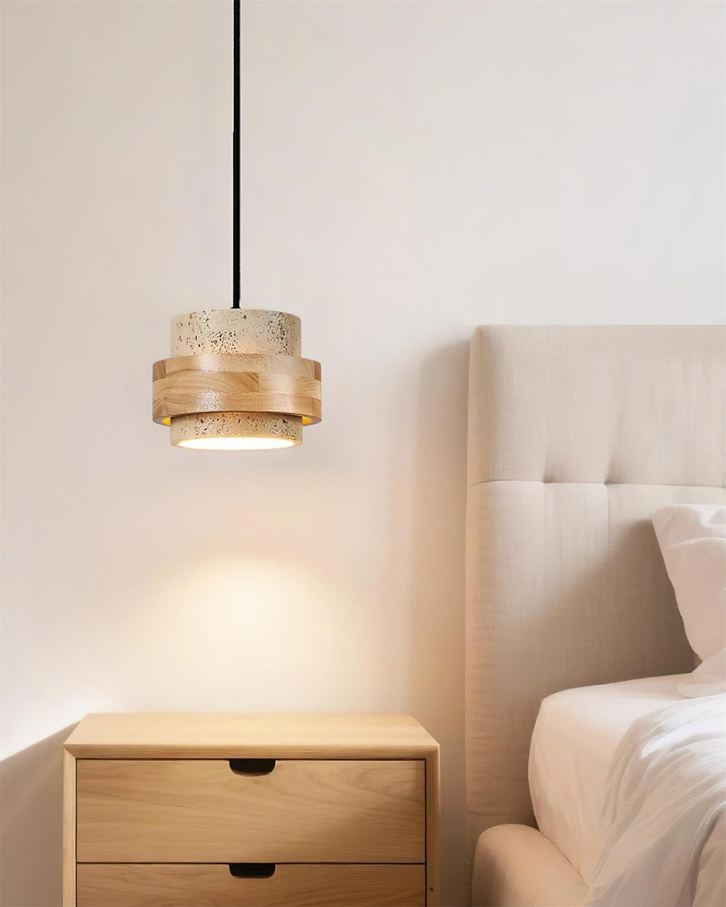Lampa wisząca Cellone z trawertynu