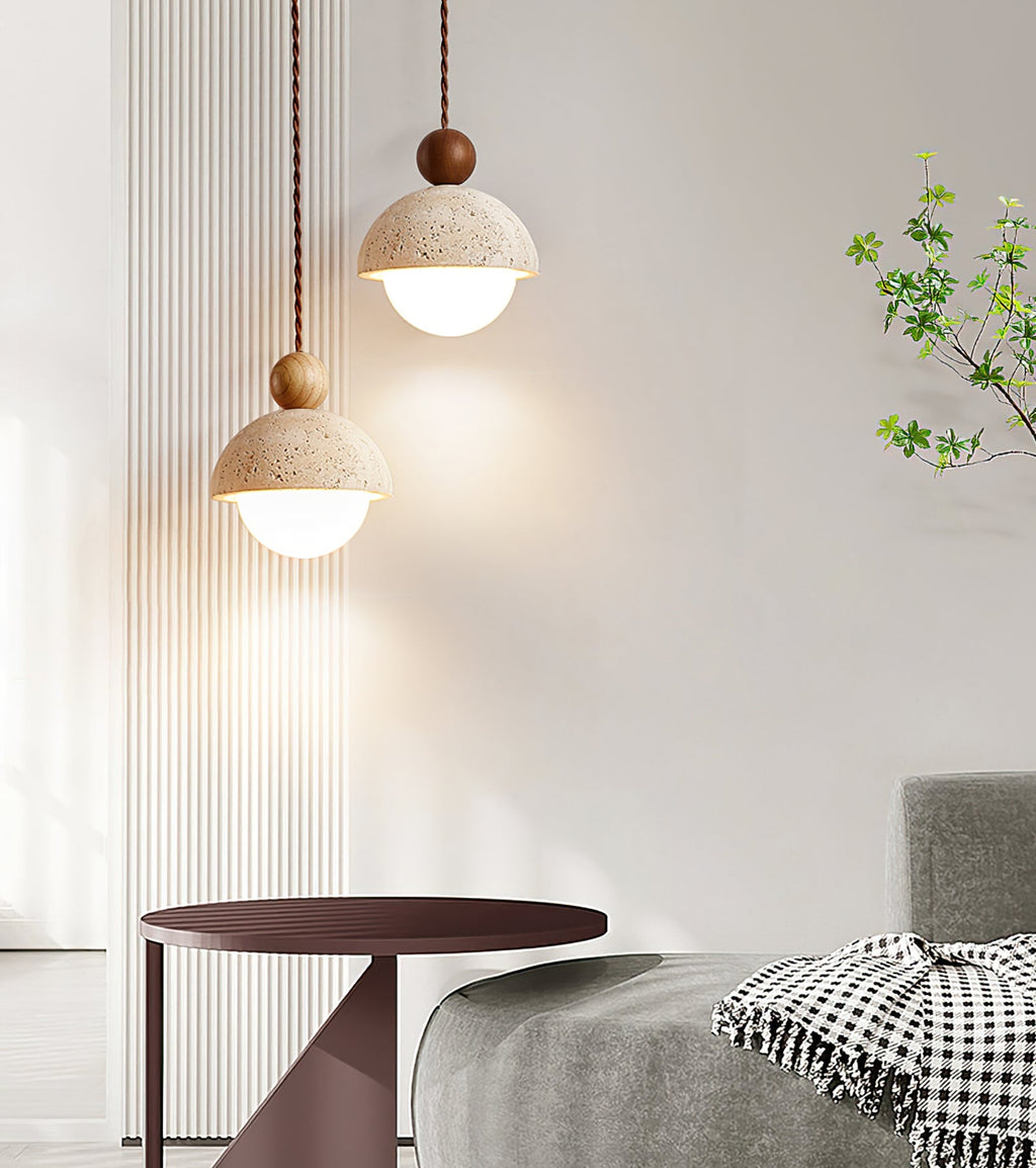 Lampa wisząca Vilose z trawertynu