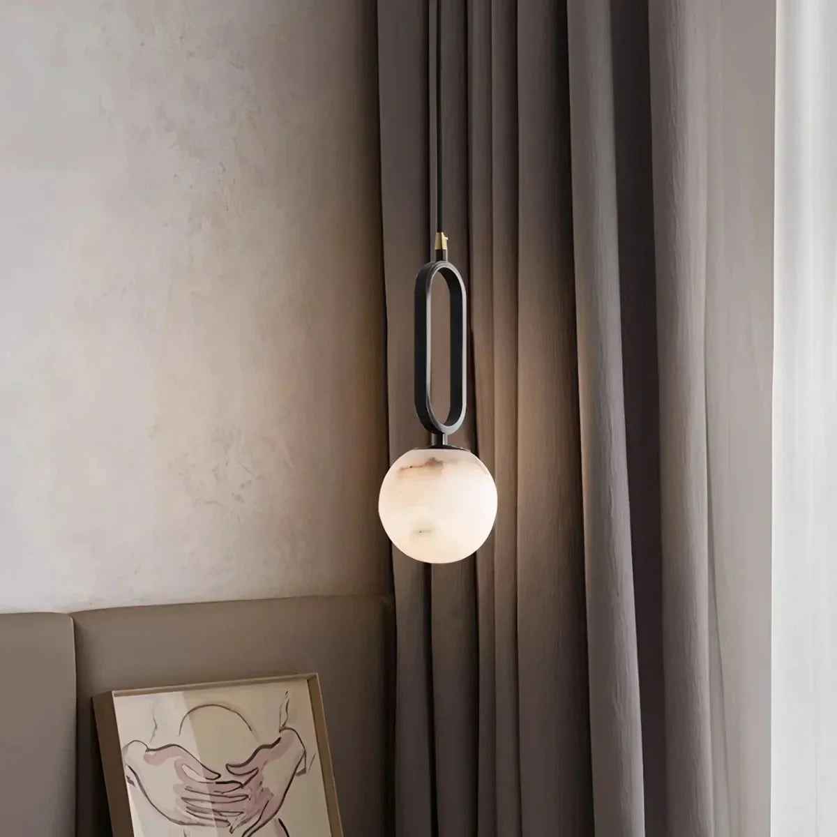 Lampa wisząca Lacose z trawertynu